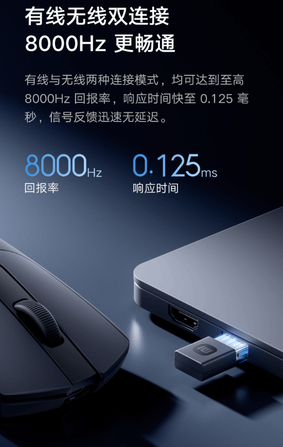 8000Hz回报率+65g轻量化设计AG电玩国际279元！小米鼠标X1发布(图3)